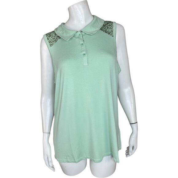 Zuda Rayon Span Print Mix Golf Tank Soft Mint Large NWOT Sleeveless Collar - Picture 1 of 13